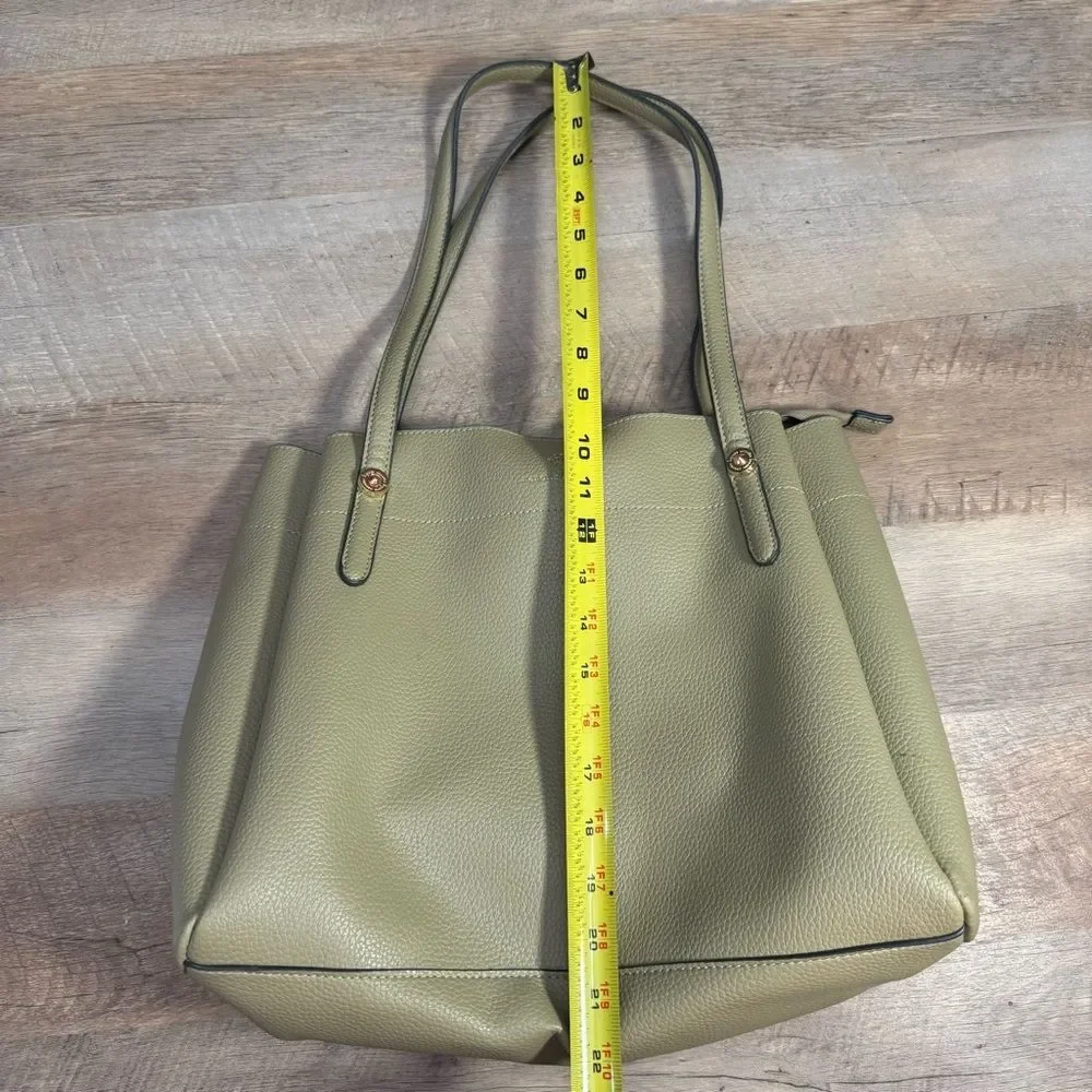 Nanette Lepore Sage Green Leather Shoulder Bag Tote Purse
